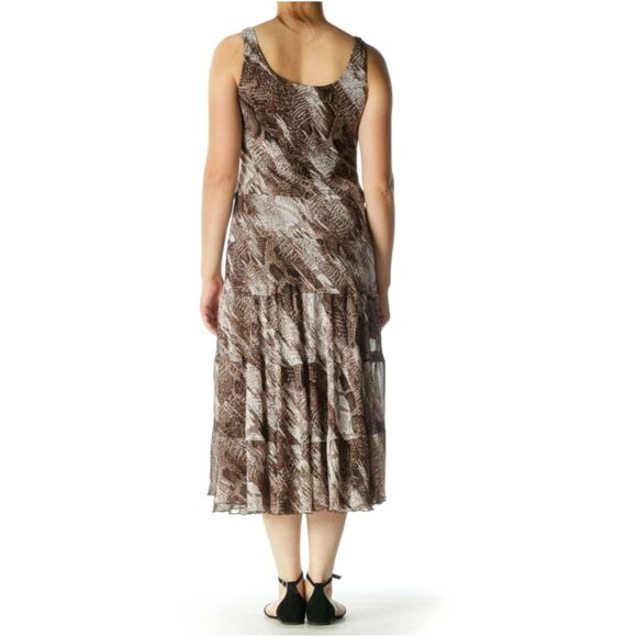 Jessica Howard Brown Asymmetrical Chiffon Tiered Rhinestone Maxi Dress Size 12 - Picture 3 of 10